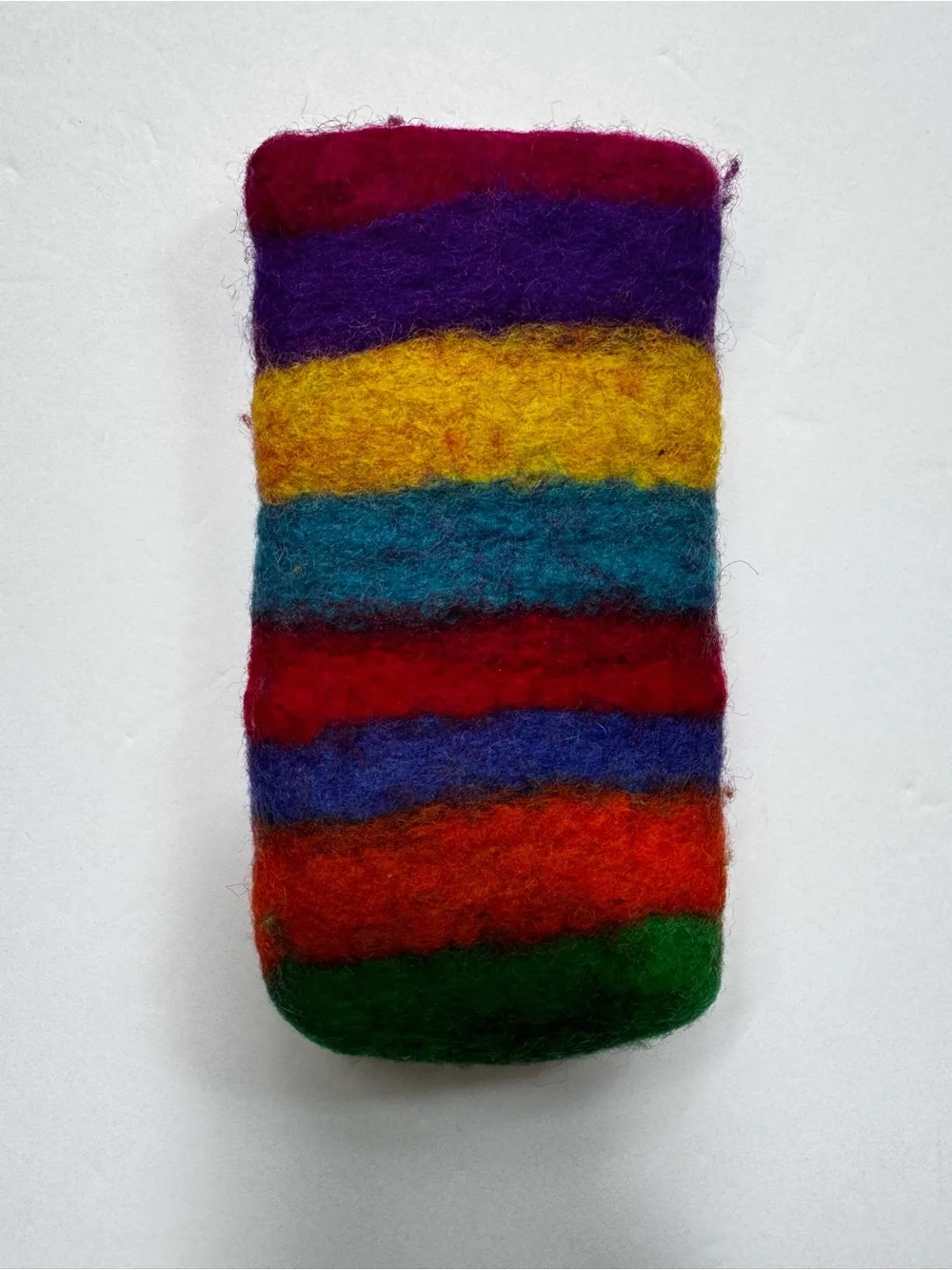 Handmade Glass Case Phone Pen Protector Wool Colorful Striped Rainbow Storage